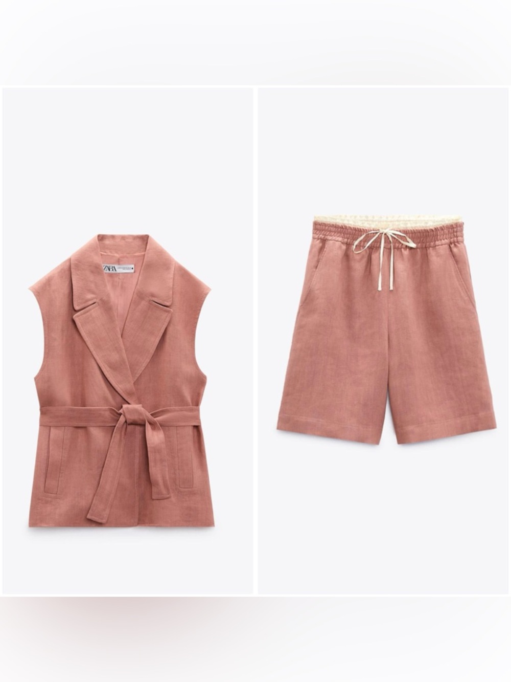Zara Linen Vest and Shorts Set